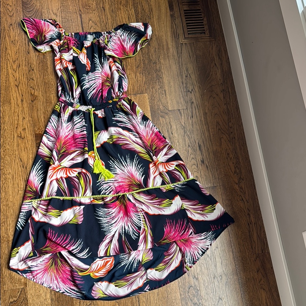 Floral Off-Shoulder  Dress - Pink and Black